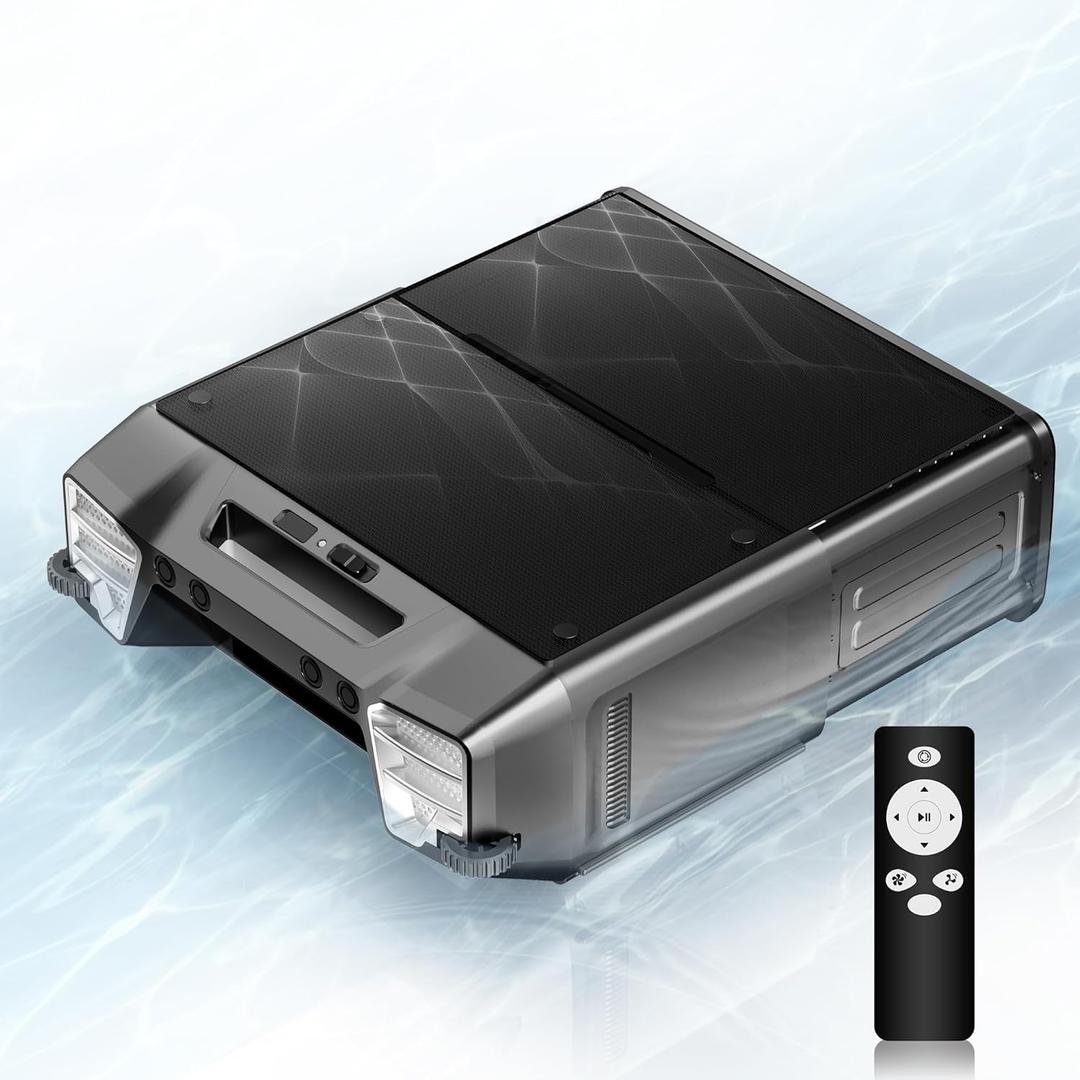2025 Upgraded Version -Zigma Solar Pool Skimmer, Robotic Pool Surface Skimmer Cleaner with Remote Control -24 Hours Continuous Cleaning Smart Obstacle Avoidance Dual Charging Options