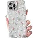 NITITOP Compatible with iPhone 14 Pro Max Case Cute Flower Floral Shell Textures for Girls Women Soft TPU Slim Hard Back with Lens Protective Phone Cover - Tulip Pack of 2