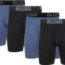 Gildan Men's Underwear Cotton Stretch Boxer Briefs, Multipack (Large, Black Soot/Slate Blue (4-pack, Long Leg)