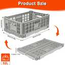 Collapsible Milk Crate, 52L Heavy Duty Plastic Storage Crate Stackable, Collapsible Crates for Storage, Space Saving for Home & Camping - Large Holds 130 lbs, Light Grey