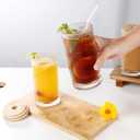 Vintage Ribbed Glassware Set with straws, 16oz Drinking Glasses, Origami Style Set of 4, Fluted Design, Ideal for Water, Iced Coffee, Juice, Beer, Milk, Cocktail, Gift