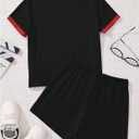 RoseSeek Girl's 2 Piece Summer Outfits Short Sleeve Camo T Shirt and Mini Shorts Clothing Set Tracksuit (Black)