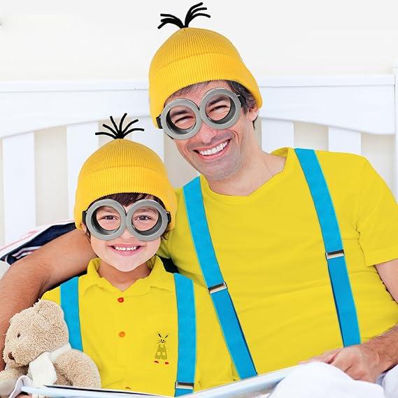 Halloween Costume Accessories Adults-T-shirt/Yellow Beanie hat/Goggles/Gloves/Suspenders Dress Up for Halloween S