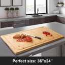 36 x 24 Extra Large Bamboo Cutting Board for Kitchen, Cutting Board Stove Top Cover with Handle, Butcher Block Chopping Board with Juice Groove, Large Charcuterie Board Over the Sink