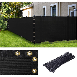 Amgo Black 5' x 6' Fence Privacy Screen, Commercial Standard Heavy Duty Windscreen with Bindings & Grommets, 90% Blockage, Cable Zip Ties Included (We Make Custom Size)