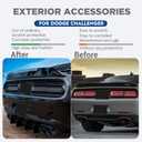 for Challenger Smoked Tail Light Covers Rear Light Guards Exterior Accessories for Dodge Challenger 2015-2024 Taillight Covers Rear Guard Trim Kit Exterior Frame (Smoke Black 4Pcs)