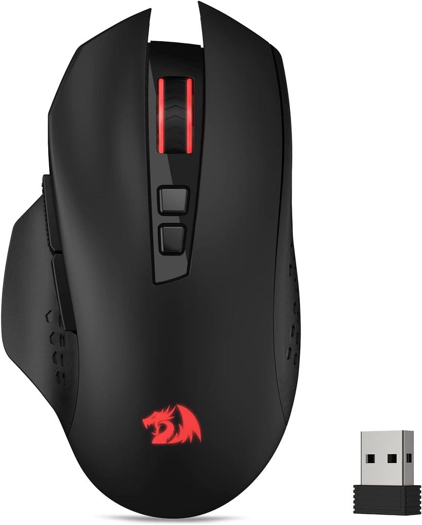 Redragon M656 Gainer Wireless Gaming Mouse, 4000 DPI 2.4Ghz Wireless Mouse w/ 5 DPI Levels, 7 Macro Buttons, Red LED Backlit & Pro Software/Drive Supported, for PC/Mac/Laptop