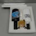 Glass Soap Dispenser for Kitchen, Farmhouse Dish Soap Dispenser&Hand Soap Dispenser Set,Rustproof Pump Soap Lotion Dispenser Set with Tray and Dish Brush,Kitchen Decor(Black&White)