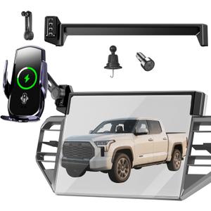 Car Phone Mount for 2022-2026 Toyota Tundra & 2023-2026 Toyota Sequoia, Smart Auto-Clamping on 14" Touchscreen, 15W Wireless Fast Charging, 360 Adjustable, Without Blocking Airflow