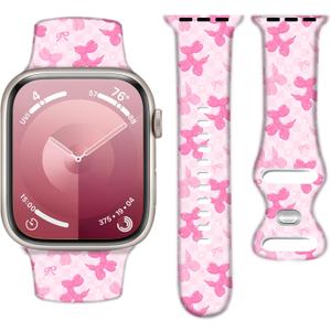 Silicone Watch Band Compatible with Apple Watch 38mm 40mm 41mm, Soft Adjustable Waterproof Strap for Women and Men,Cute Fadeless Pattern for iWatch Series 10 9 8 7 6 5 4 3 2 1 SE Ultra 2/1