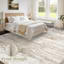 Washable Rug 9x12 Area Rugs for Living Room: Large Neutral Soft Rug Abstract Non Slip Low Pile Modern Carpet for Bedroom Kitchen Nursery Office Dining Room Indoor (Beige, 9'x12')