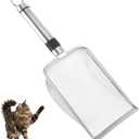 Abaodam Stainless Steel Litter Scoop, Metal Cat Litter Scooper Sifter with Fine Mesh, Deep Shovel for Easy Sifting Cleaning, Pooper Scooper for Pets