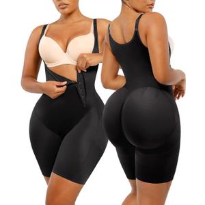 SHAPELLX Shapewear for Women Tummy Control Butt Lifting Bodysuit Fajas Colombianas Open Bust Body Shaper Compression Garment (Large, A1-black)
