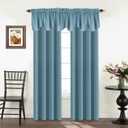 Turquoize Blackout Curtain Valances Solid Rod Pocket Scalloped Valances Short Curtain Panels for Kitchen Window/ Bedroom/ Barthroom, 52" x 18" Inches, 2 Panels, Citadel