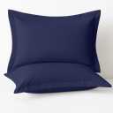 2 Pack Pillow Shams Queen Size 20x30 600 Thread Count 100% Organic Cotton Navy Blue Pillow Covers with 2 Inch Flange, Soft & Smooth Premium Hotel-Quality Pillowcases Set of 2