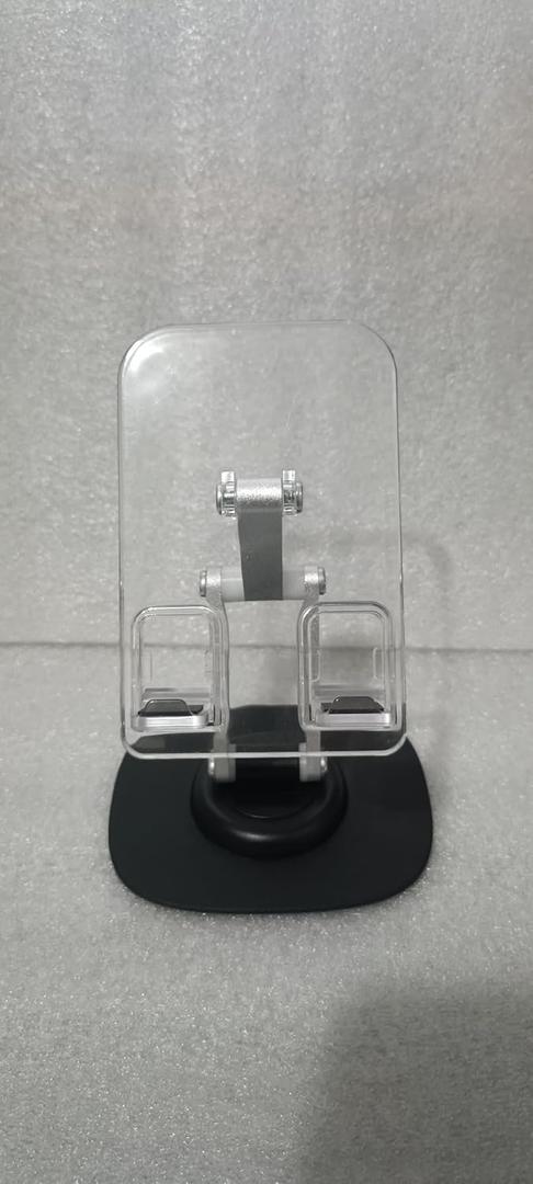360-Degree Rotatable Phone Holder, Fully Adjustable Foldable Phone Stand, Clear Acrylic Desk Stand with Non-Slip Base, Office Accessory Base Suitable for All Thick-Shelled Phones, Black