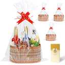 KEVTVEK 2 Set Baskets for Gifts Empty, Large Woven Bamboo Gift Basket Kit with Handles, Sturdy Empty Gift Baskets to Fill for Easter, Birthday Party Wrapping Gift -3 Cellophane Wrap Bags,3 Gift Cards