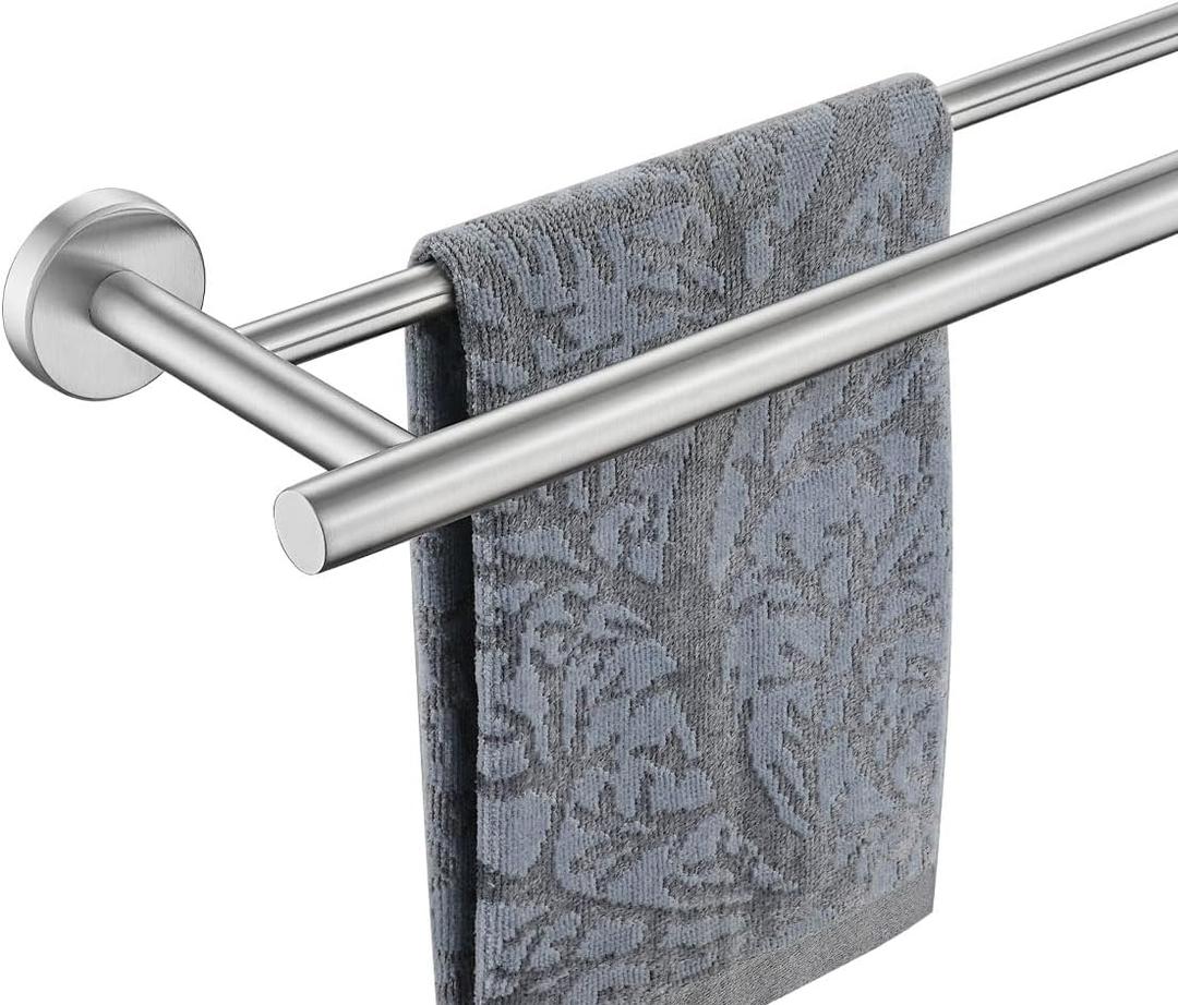 JQK Double Bath Towel Bar, 27 Inch 304 Stainless Steel Thicken 0.8mm Towel Rack for Bathroom, Towel Holder Brushed Finished Wall Mount, 30 in Total Length, TB100L27-BN