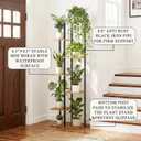 Plant Stand Indoor 7 Tier 8 Potted Metal Wood Plant Shelf, Multiple Flower Pots Corner Tall Plant Holder Stands for Living Room Balcony Bedroom, Rustic Brown
