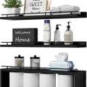 WOPITUES Floating Shelves for Wall 24 inch with Cube Shelf, Wall Shelves with Metal Rail for Decor, Bathroom Organizers and Storage, Over Toilet Shelves for Bathroom, Toilet Paper-Black, 23.6 inch