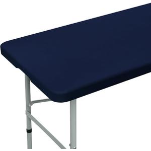 Fitted Rectangle Tablecloth 24 x 48 Inch Elastic Table Cloth for 4ft Table, Stretch Spandex Table Cover Navy Washable Polyester Table Top Cap Cover for Dining Picnic Camping Indoor and Outdoor