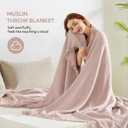 SOULFUL Muslin Throw Blanket with Tassels - Soft Twin Cotton Throw Blanket for Couch or Bed, Lightweight and Breathable Gauze for All Seasons, LightChampagne, 60" x 80"