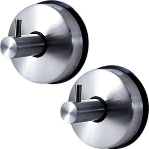 Suction Cup Hooks for Shower, SUS 304 Stainless Steel Vacuum Towel Hooks Wall Mounted, Brushed Nickel Silver Shower Hooks for Bathrooms