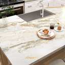 Livelynine 15.8x394 Marble Peel and Stick Wallpaper Off White and Gold Marble Countertop Contact Paper Waterproof Kitchen Counter Top Vinyl Wrap Heat Resistant Removable Desk Wallpaper Granite Covers