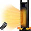 Comfort Zone 26 Oscillating Digital Tower Heater  Portable Ceramic Space Heater with Remote, Adjustable Thermostat (50F-90F), 24-Hour Timer, ECO Mode & Overheat Protection  ETL Certified, Black