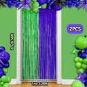 Monster Truck Foil Fringe Curtains Birthday Decorations, 2 Pack 3.28 x 6.56 Ft Cartoon Turtle Tinsel Backdrop Purple and Green Photo Booth Props Green Hero Birthday Party Decorations Favor Supplies