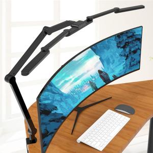 LED Desk Lamp with Clamp, 41.5" Clamp on Architect Desk Lamp for Home Office, 24W Bright Tall Computer LED Table Light Adjustable Overhead Clip on Office Lighting for Work Craft (Black+9 rotatable parts)