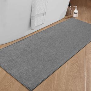 chakme Bathroom Rugs Mat 59x25, Ultra Thin Non Slip Bath Mat Large Quick Dry Absorbent Bath Mat for Bathroom Floor, (Dark Grey, 59"x25") (2' x 4'11" (Rectangular))