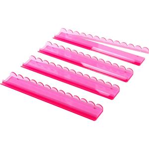 Clear Acrylic Mahjong Racks with Pushers - 17.5" Scalloped Clear Mahjong Tile Holders Set of 4, Premium All-in-One Magnetic Pusher Racks for American Mahjong, Durable Acrylic (Not Plastic) (PINK)