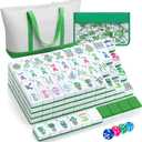Soulchen 1.2'' American Mahjong Set, 168 Pcs Green Houseplant Tiles with 2 Carrying Bags Accessories Complete American Mahjong Tile Set for Women Tabletop Travel Games Lover Beginner Collection Gift