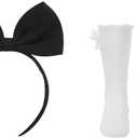 Princess Costume for Girls Halloween Dress with Headband and Stockings (140(6-7T), Blue)