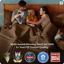 Bedsure Queen Sheet Set, Rayon Derived from Bamboo, Cooling Sheets, PureWoven, Breathable & Soft, Deep Pocket Up to 16 Inches, Hotel Luxury Silky Bedding for Hot Sleepers, Brown