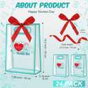 Gueevin 24 Pcs Cna Appreciation Gift Bags with Handles, Clear Reusable Plastic Cnas Week Treat Goodie Bags with Red Bow Ribbon PVC Tote for Nurses Day Graduation Doctor