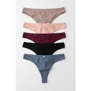 Kalon 5 Pack Women's Nylon Spandex Thong Underwear, XXXL