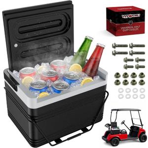 Golf Cart Cooler with Mounting Bracket, Drilling Required, Cooler for Golf Cart 2-Seater Club Car DS, EZGO TXT, Yamaha G14-G29, 9Qt /8L Golf Cart Ice Chest for 15 Cans, 48H Ice Retention, 12.75" L 9.5" W 16.75" H