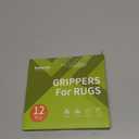 Rabenda 12 Pcs Rug Tape, Non Slip Rug Pads Grippers for Hardwood Floors and Tiles, Reusable Carpet Tape for Area Rugs, Double-Sided Adhesive Rug Stickers Keep Corners Flat (Black)