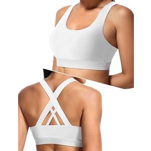 Sports Bras for Women High Support Large Bust, Outdoors High Impact Yoga Wireless Padded Bras, (White, Medium)