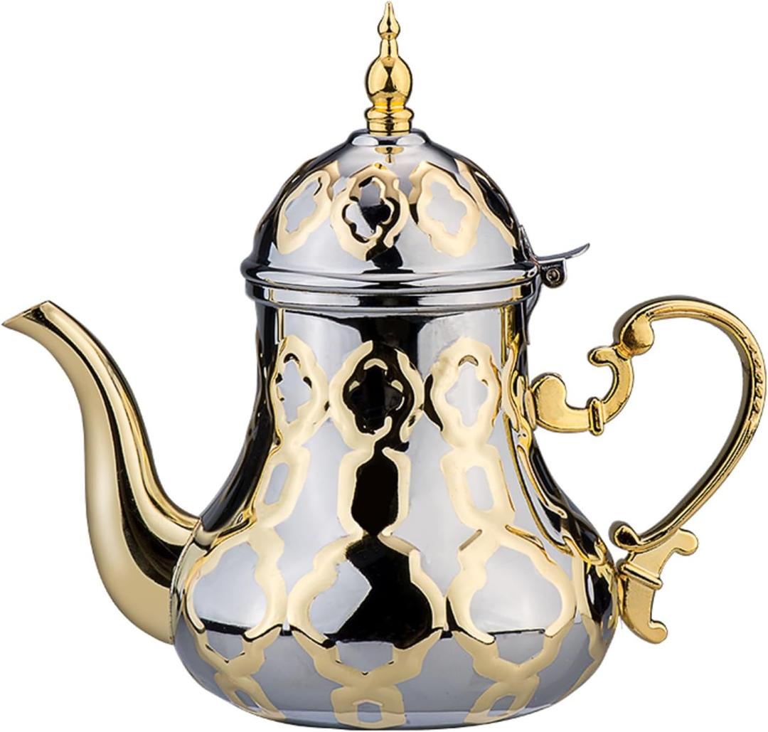 Moroccan Teapot 1.2L Arabic Style Stainless Steel Moroccan Traditional Religious Style Teapot