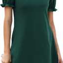 Halife Womens Summer Dresses Casual Puff Short Sleeve V-Neck T Shirt Dress with Pockets, XL