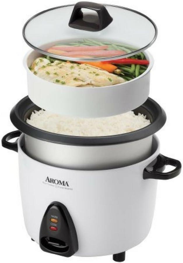 Aroma Housewares ARC-360-NGP 20-Cup Pot-Style Rice Cooker & Food Steamer, White (10-Cup (Uncooked))
