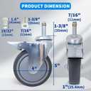 MySit Stem Caster Wheels with Brake 4 inch Heavy Duty TPR Swivel Casters 7/16-lnch Stem Diameter Set of 4 for Rubbermaid Mop Bucket, Cart, Stool, Mop Bucket, Grill, Shop Vac