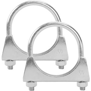 2.25" U-shaped Exhaust Pipe Clamp Mild Steel Muffler Exhaust Clamps with Anti-Rust Coat Pack of 2
