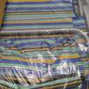 Backpack Beach Chair for Adults, Folding Beach Chair with 4 Positions, Heavy Duty Chair with Large Cooler Pouch Support to 350LBS (Stripes_Blue&Cyan&Yellow)