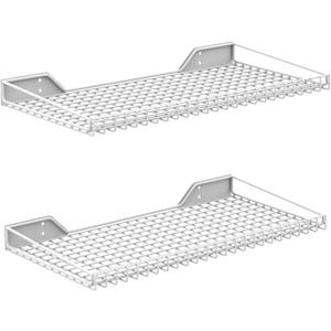 2 Pack Garage Wall Shelf, 23.5" x 12" Wall Mounted Storage Shelves for Garage, Closet, Laundry Room, Heavy Duty Wall Shelving, Holds Up to 65 Lbs(White)