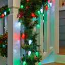 2 Pack C9 LED Christmas String Lights - Each 82ft 100 LED Outdoor String Lights with Timer and 8 Lighting Modes, Plug in Extendable Roofline Lights String for Outside Yard Christmas Holiday Decoration (Red and Green)