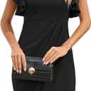 IHOT Women's V Neck Ruffle Sleeve Bodycon Sheath Wrap Ruched Casual Cocktail Party Work Dresses (Black, XXL)